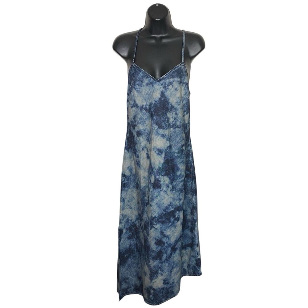 AG Adriano Goldschmied Slip Dress Women S Asymmetrical Scarlet Denim Tie Dye NWT